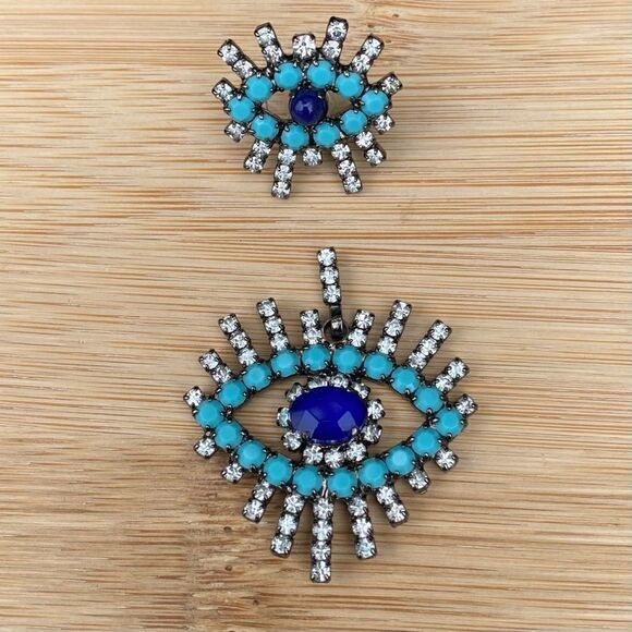 Elizabeth Cole Casimir Evil Eye Turquoise & Crystal Earring. Boho Protection - Picture 4 of 8